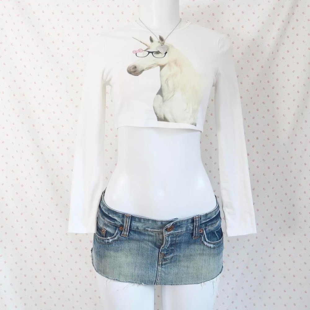 pegasus unicorn crop top y2k long sleeve graphic top saint pink by charlotte